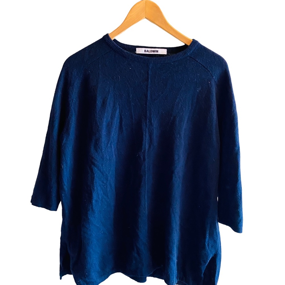 BALDWIN Navy Blue Short Sleeve Sweater